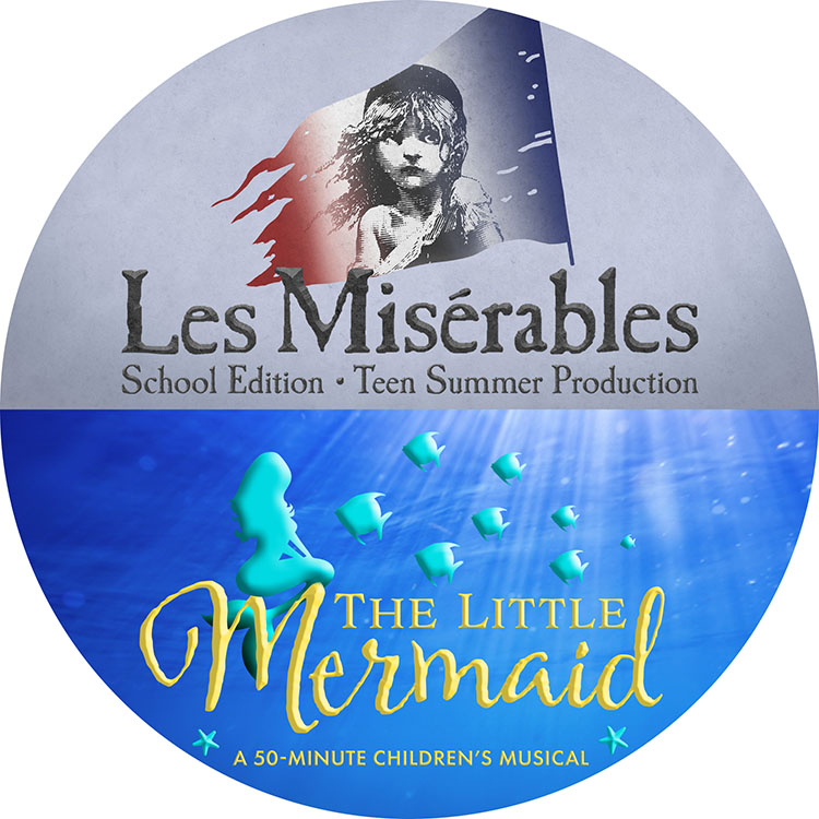 Logos for Les Miserables and The Little Mermaid.