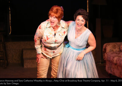 Sharon Maroney and Sara Catherine Wheatley in Always...Patsy Cline at Broadway Rose Theatre Company, Apr. 11 - May 6, 2018. Photo by Sam Ortega.