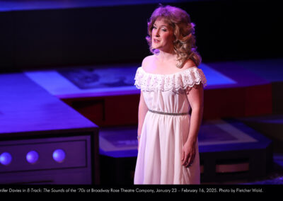 Jennifer Davies in 8-Track: The Sounds of the '70s at Broadway Rose Theatre Company, January 23 - February 16, 2025. Photo by Fletcher Wold.