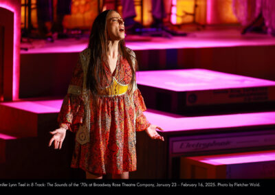 Jennifer Lynn Teel in 8-Track: The Sounds of the '70s at Broadway Rose Theatre Company, January 23 - February 16, 2025. Photo by Fletcher Wold.