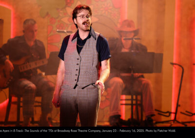 Nate Ayers in 8-Track: The Sounds of the '70s at Broadway Rose Theatre Company, January 23 - February 16, 2025. Photo by Fletcher Wold.